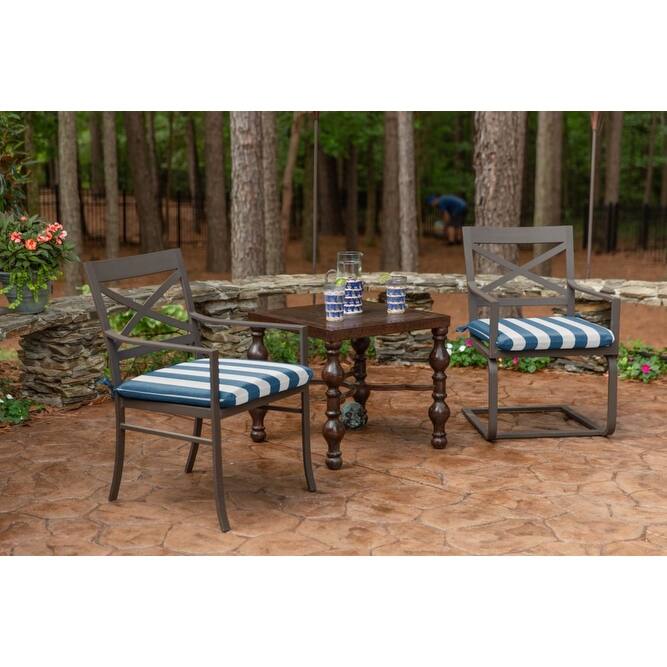 Sunbrella® Stripe Fabric 2-Piece Indoor/Outdoor Seat Pad Cushion, 18"W x 18"L, Maxim Forest Green