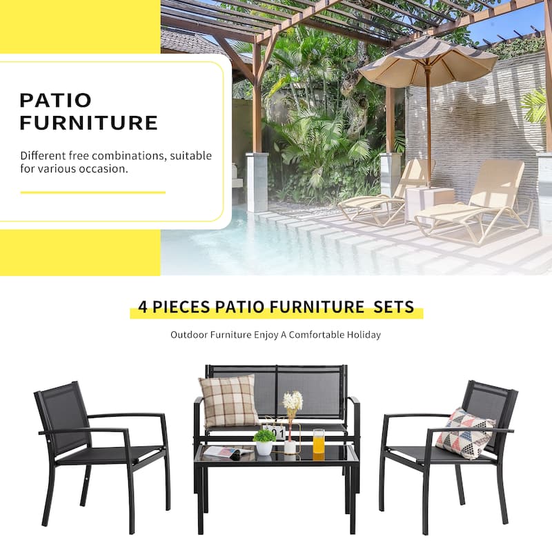 Futzca 4-Piece Outdoor Patio Furniture Set, Textilene Bistro Patio Set