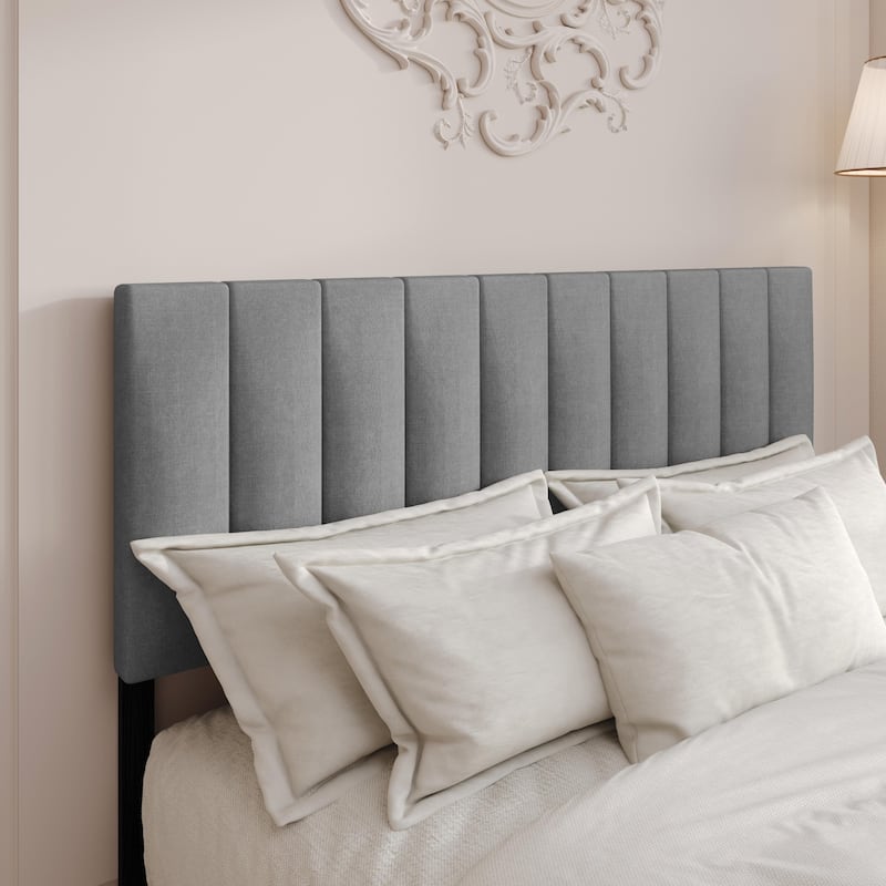 Clayfell Dennis Twin Upholstered Headboard with Vertical Channel Design, Adjustable Height, Gray