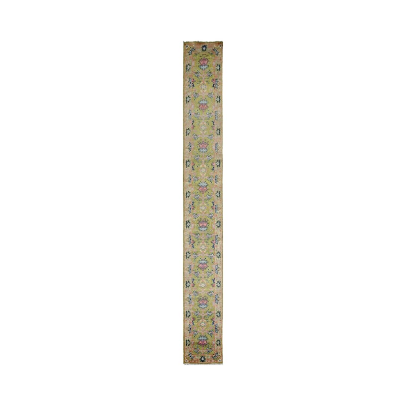 Hand Knotted Arts and Craft Green,Rust Turkish Oushak Wool Traditional Oriental Area Rug
