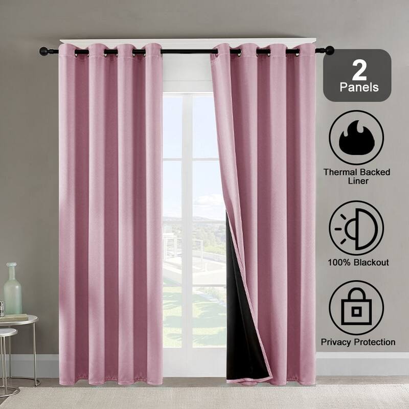 Pro Space Indoor Completely Blackout Curtain Grommets with Coating, 2 Panels