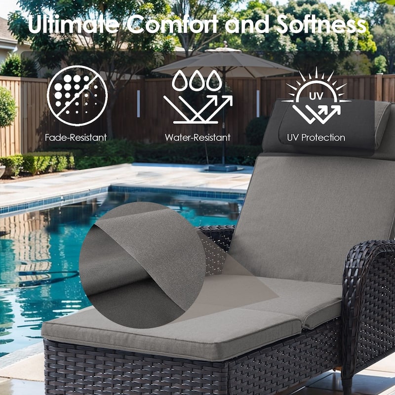 Outdoor Patio Chaise Lounge Chairs with Cushion