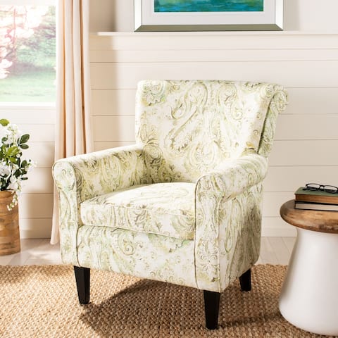 SAFAVIEH Hazina Green Printed Paisley Rolled Back Club Chair - 30" x 32.8" x 35.4"
