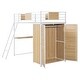 preview thumbnail 7 of 36, Twin Size Metal Wood Loft bed with L-shape Desk, Wardrobe, Fence and Ladder