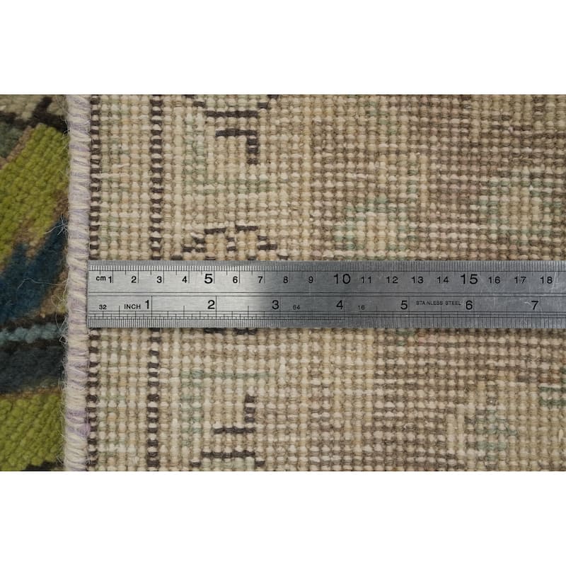 Hand Knotted Oriental 100% Wool Carpet Traditional Floral Green Tabriz Area Rug - 9' 1'' X 6' 3''