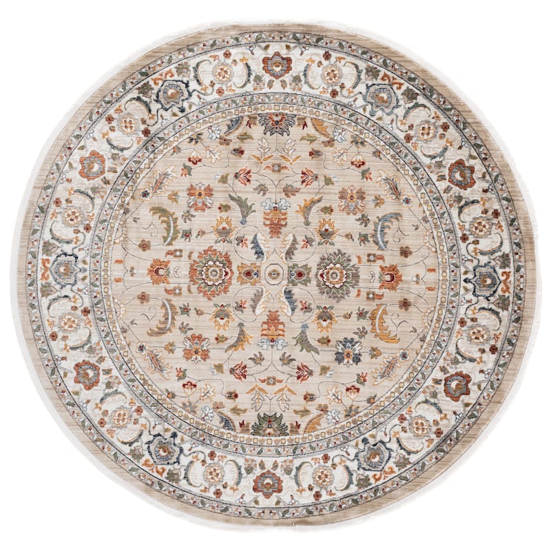 SAFAVIEH Lauren Ralph Lauren Belina Traditional Rug - 6'7" Round - Beige/Ivory