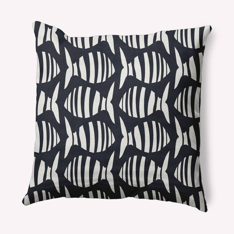Swimming School Nautical Indoor/Outdoor Throw Pillow - Shark Blue - 16" x 16"