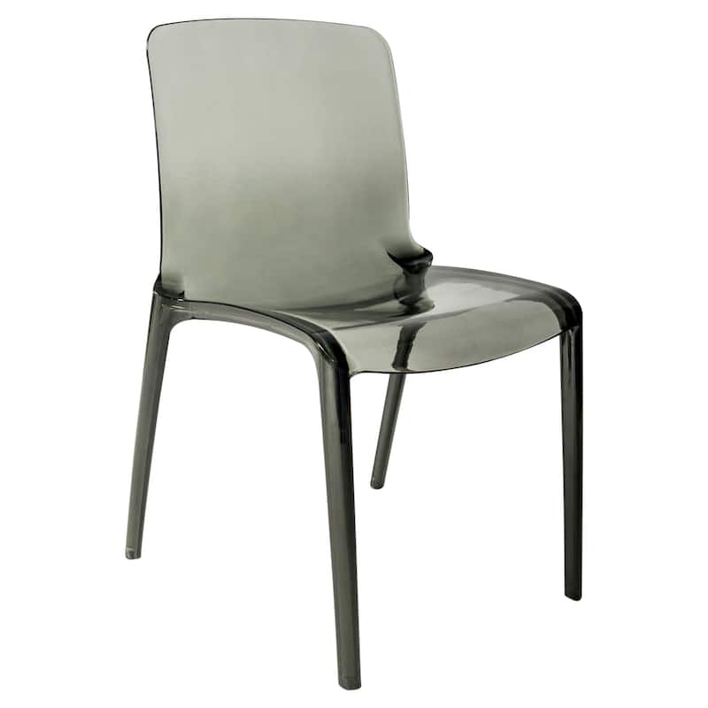 Stackable Acrylic Dining Chair Modern Full Back Transparent Accent Side Chair - Height 32.25", Width 20.5", Depth 21". - Black