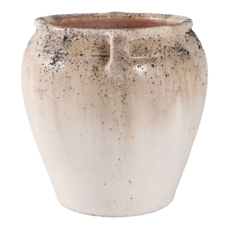 Pottery Terracotta Vase Handmade Handles Rustic Amphora Accent Vessel