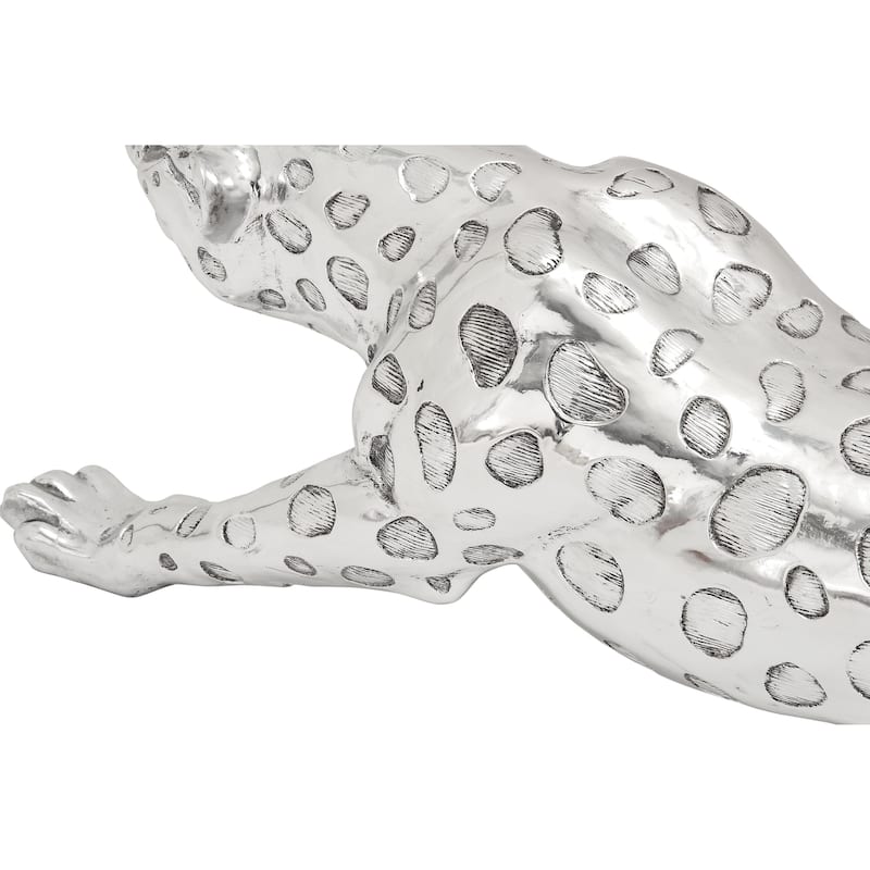 Polystone Leopard Decorative Sculpture - Silver - Roche River Decor