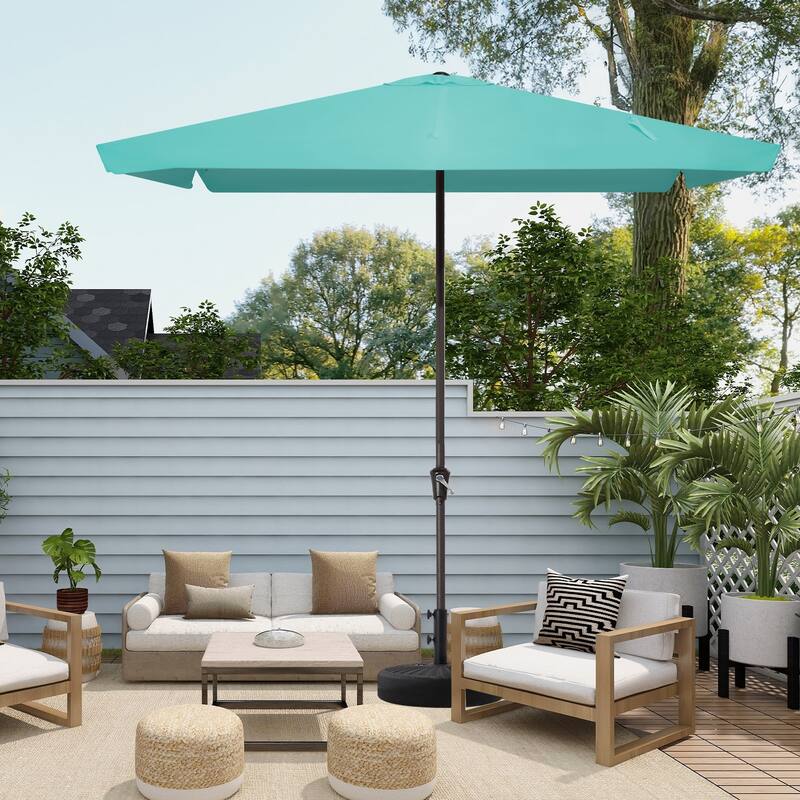 8*10ft Rectangular Patio Market Umbrella with Sagging Edge，UV Risistance,Crank & Tilt