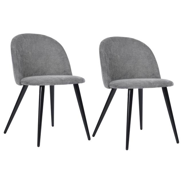 Carson Carrington Mid-Century Modern Velvet Dining Chair Set of 2 - Sky Grey/ Black