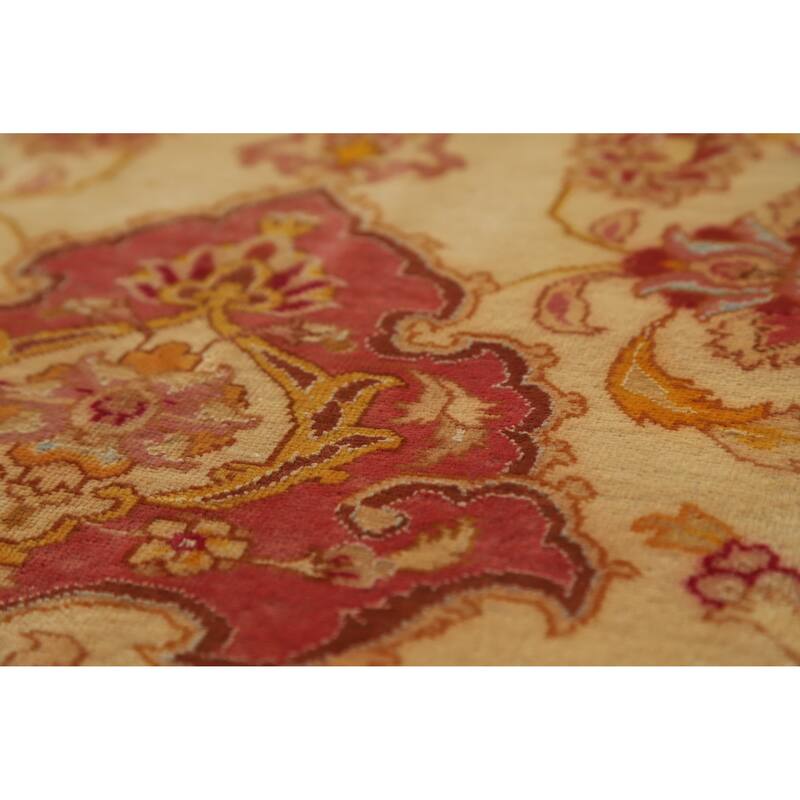 Hand Knotted Oriental 100% Wool Carpet Traditional Floral Beige & Ivories Tabriz Area Rug - 11' 0'' X 8' 4''