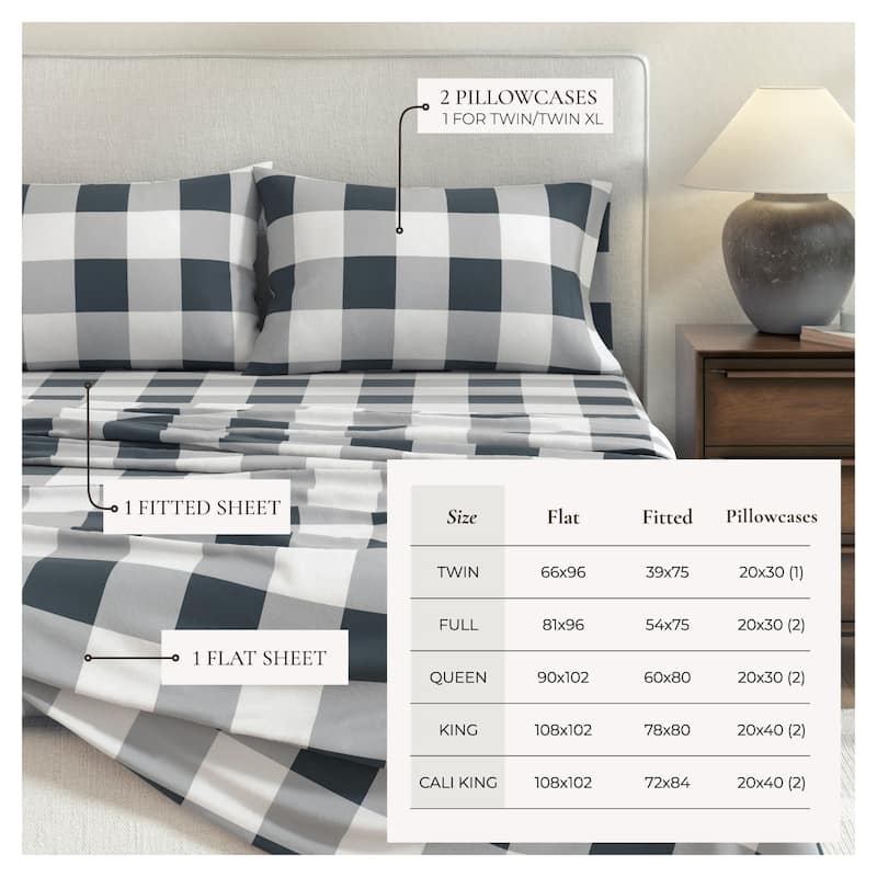 Linery & Co. Turkish Cotton Double-Brushed Printed Flannel Bed Sheet Set