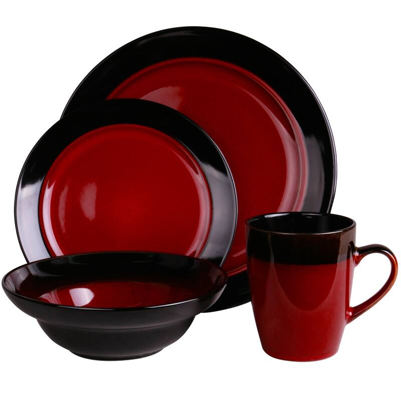Elama Two Toned 16-piece High Gloss Dinnerware Set