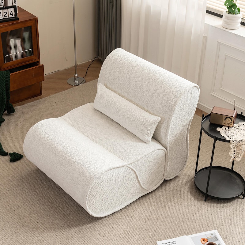 Soft Velvet Recliner Chair - Comfortable Lounge Chair with Waist Padding