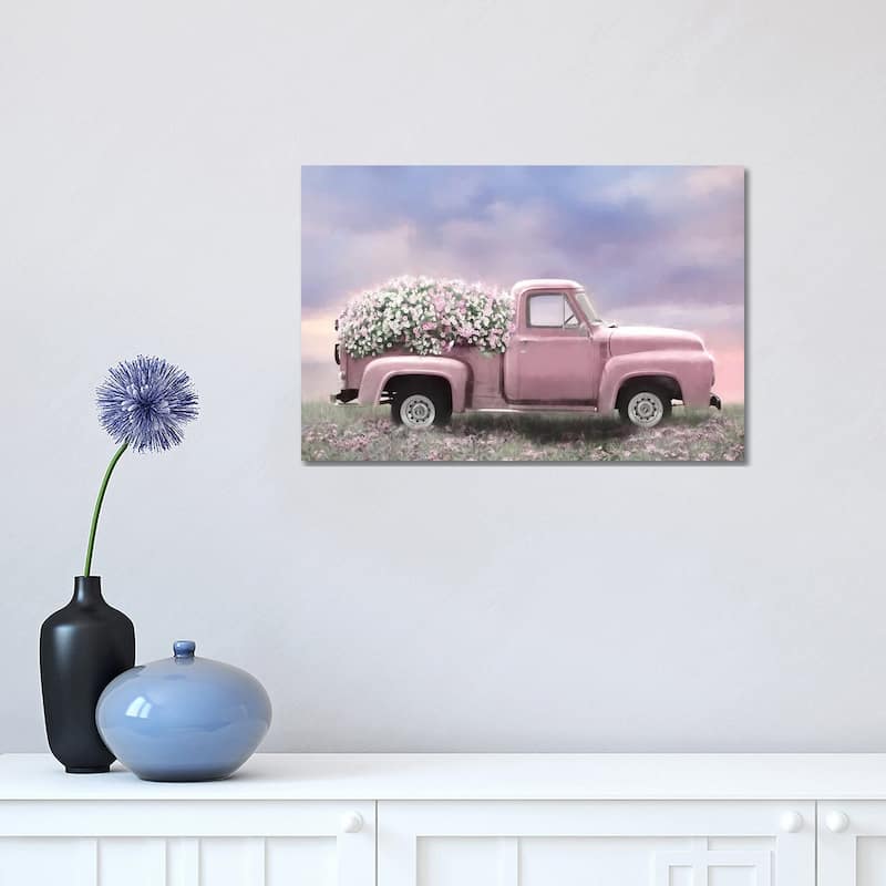 iCanvas "Pink Floral Truck" by Lori Deiter Canvas Print - 12x18x1.5