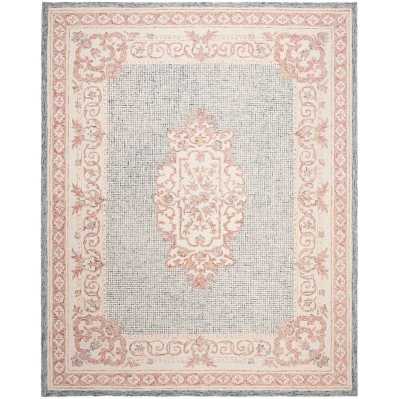 SAFAVIEH Handmade Aubusson Tibina Traditional Oriental Wool Rug - 8' x 10' - Blue/Ivory