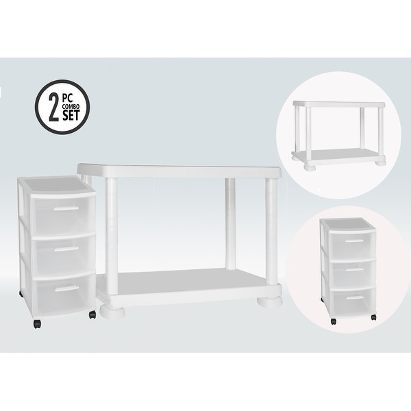 MQ 2-Tier Storage Shelf with Rolling Storage Cart. Opens flyout.