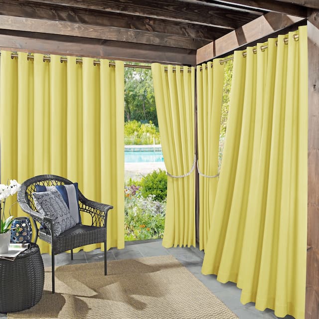 Sun Zero Sailor Indoor Outdoor UV Protectant Room Darkening Grommet Curtain Panel, Single Panel - 54 x 108 - Yellow