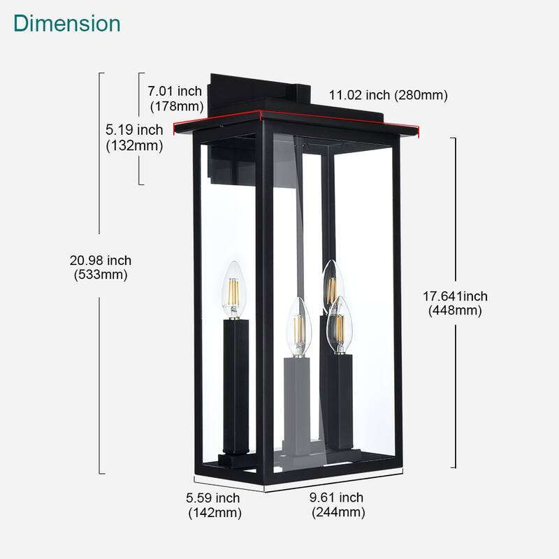 Outdoor Light Fixutre Farmhouse Wall Lantern Sconce with Clear Glass