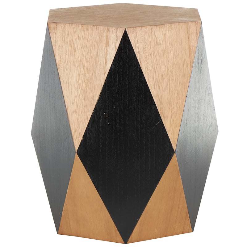 Brown Wood Diamond Accent Table with Black Accents