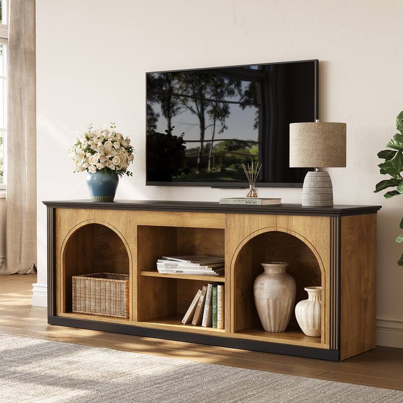 TV Stand for 65 inch TV, Entertainment Center with Arched Shelves