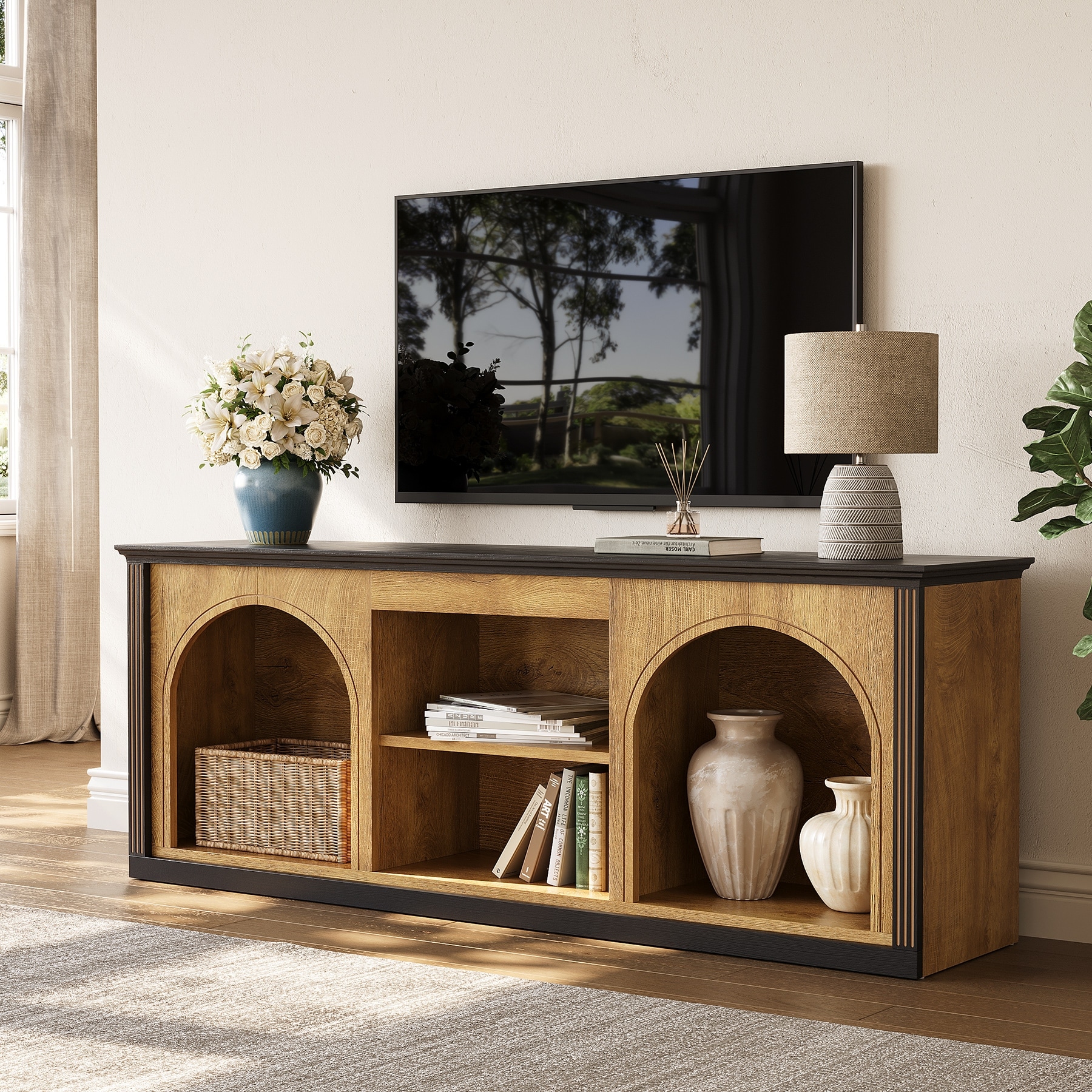 TV Stand with Storage for 65-Inch TVs, Entertainment Center Media Display Console for Living Room Bedroom Apartment