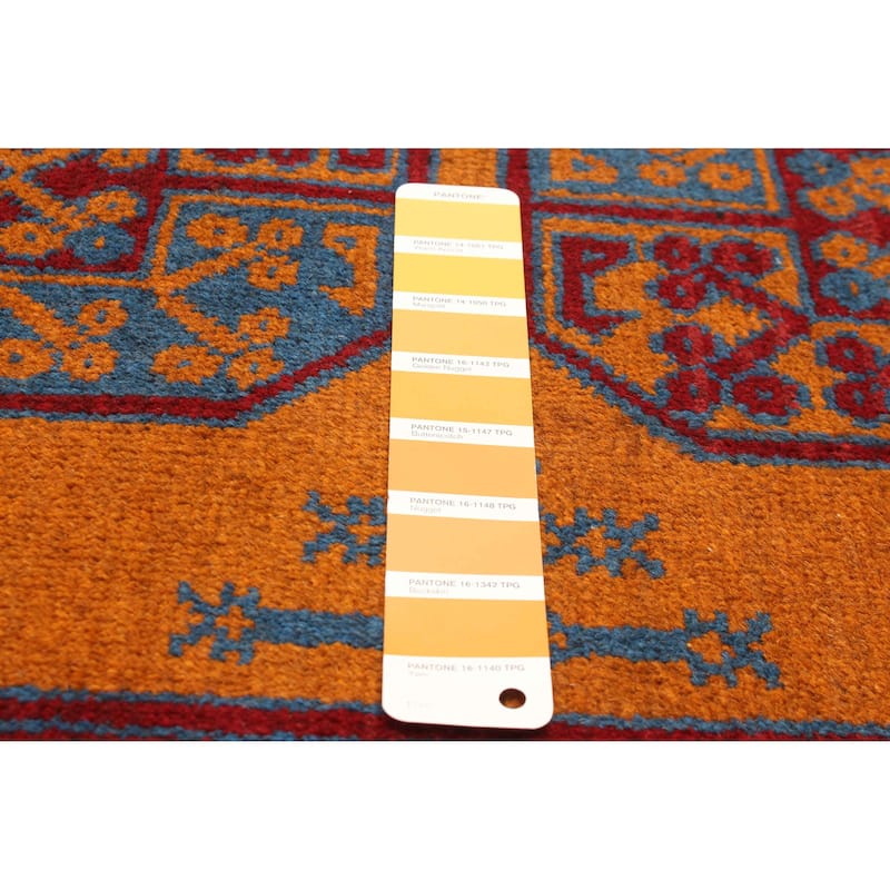 ECARPETGALLERY Hand-knotted Afghan Burnt Orange Wool Rug - 3'4 x 4'11