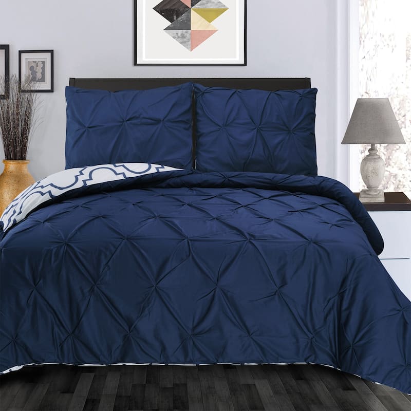 Superior Valencia Pinched Reversible Cotton Duvet Cover Set
