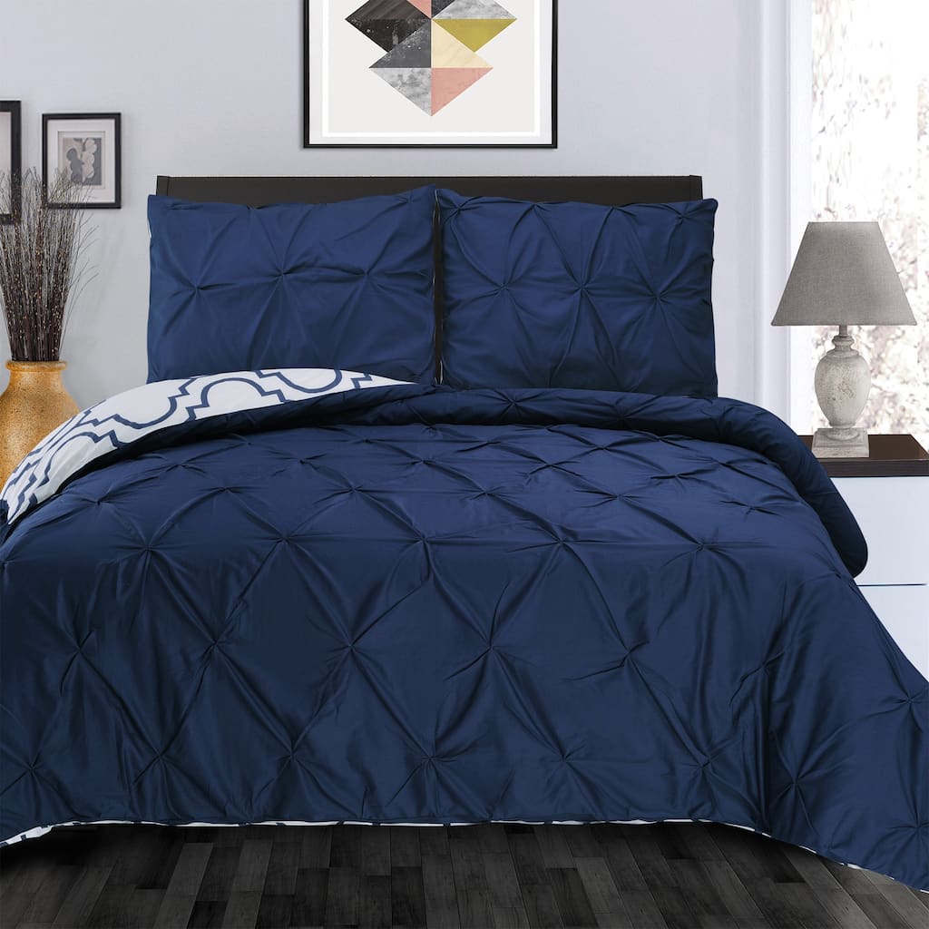 Superior Valencia Pinched Reversible Cotton Duvet Cover Set