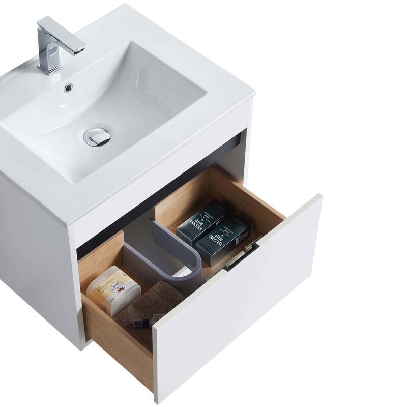 Fine Fixtures - Wall Mount Bathroom Vanity And Sink, Knob Free Design - Alpine Collection -