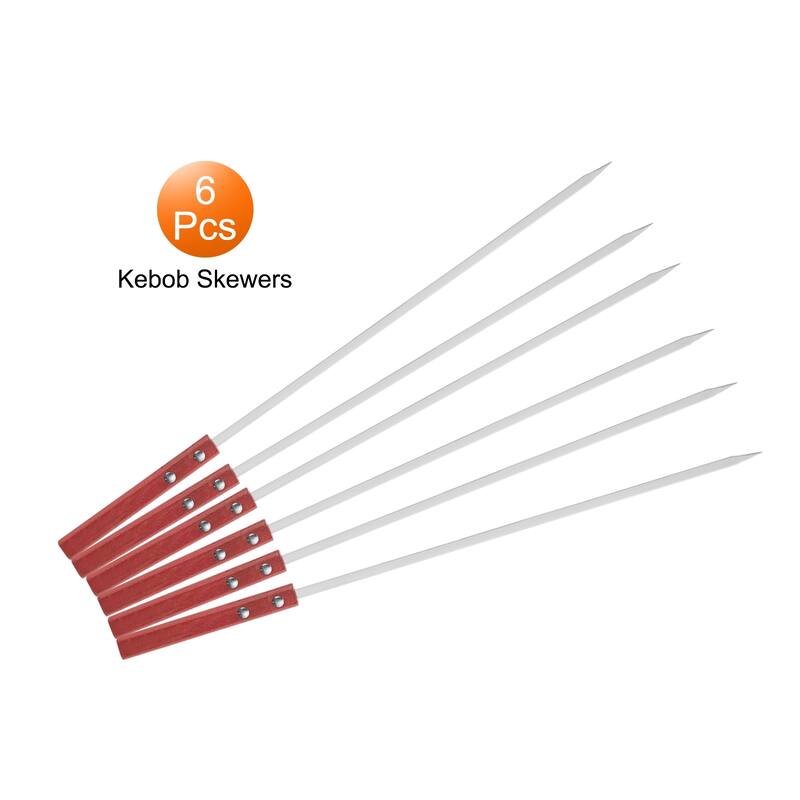 6pcs Kebob Skewers 43.5cmx7mmx2mm Flat Sticks with Wood Handle