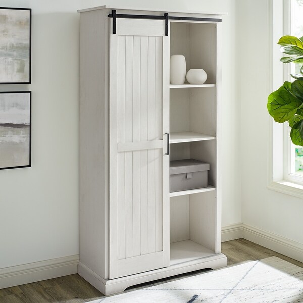 Middelbrook Designs Tall Sliding Groove Door Storage Cabinet On