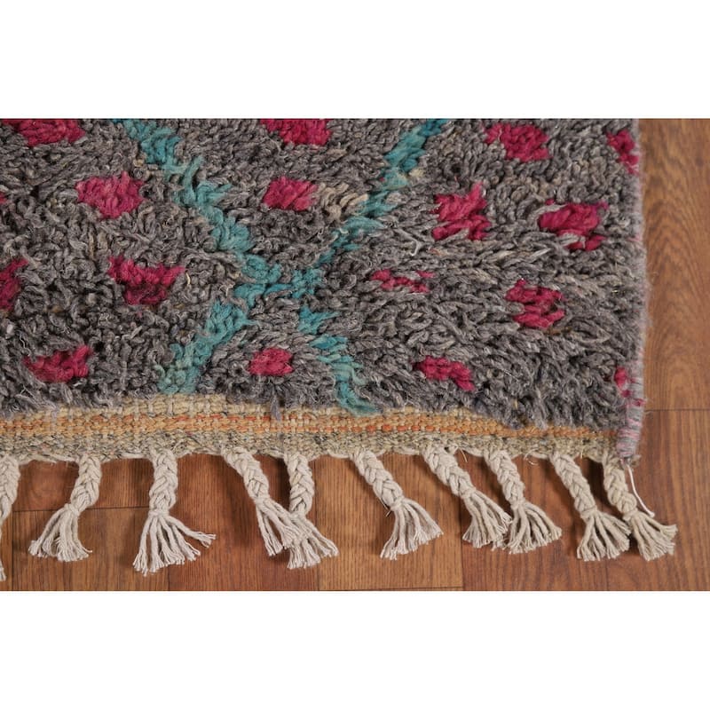 Trellis Plush Geometric Moroccan Oriental Rug Hand-Knotted Wool Carpet - 3'0" x 5'6"