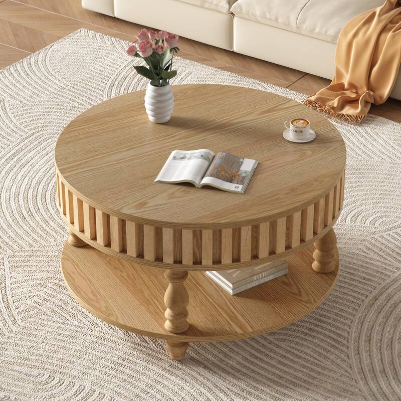 Modern Fluted Coffee Table with Storage, Black Finish Center Table with Flip-Top Lid, Sturdy Solid Wood Legs