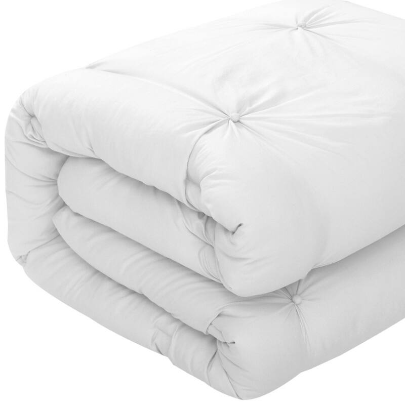 HomeRoots White Twin Polyester 180 Thread Count Washable Down Comforter Set