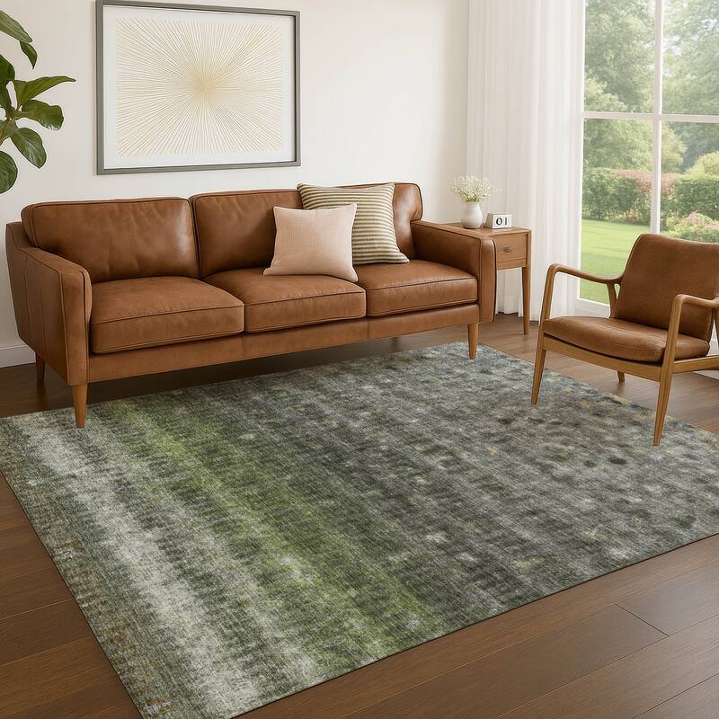 Machine Washable Indoor/ Outdoor Abstract Ombre Chantille Rug