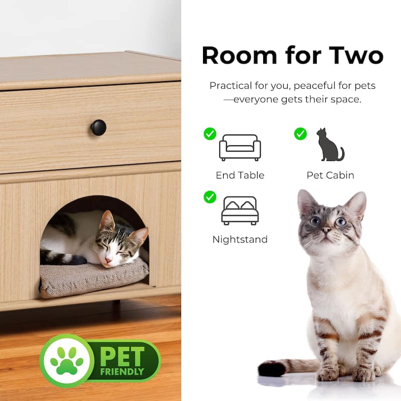 Furniture of America Travis Modern Natural 22-inch Side Table with Pet-Friendly Nook
