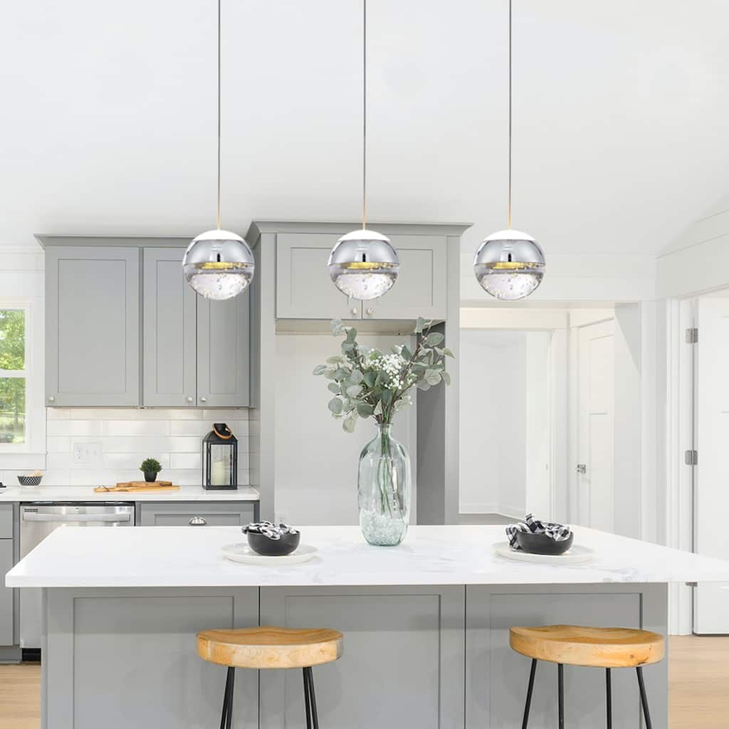 1-Light/3-Lights Globe LED Pendant Light with Bubble Crystal Ball