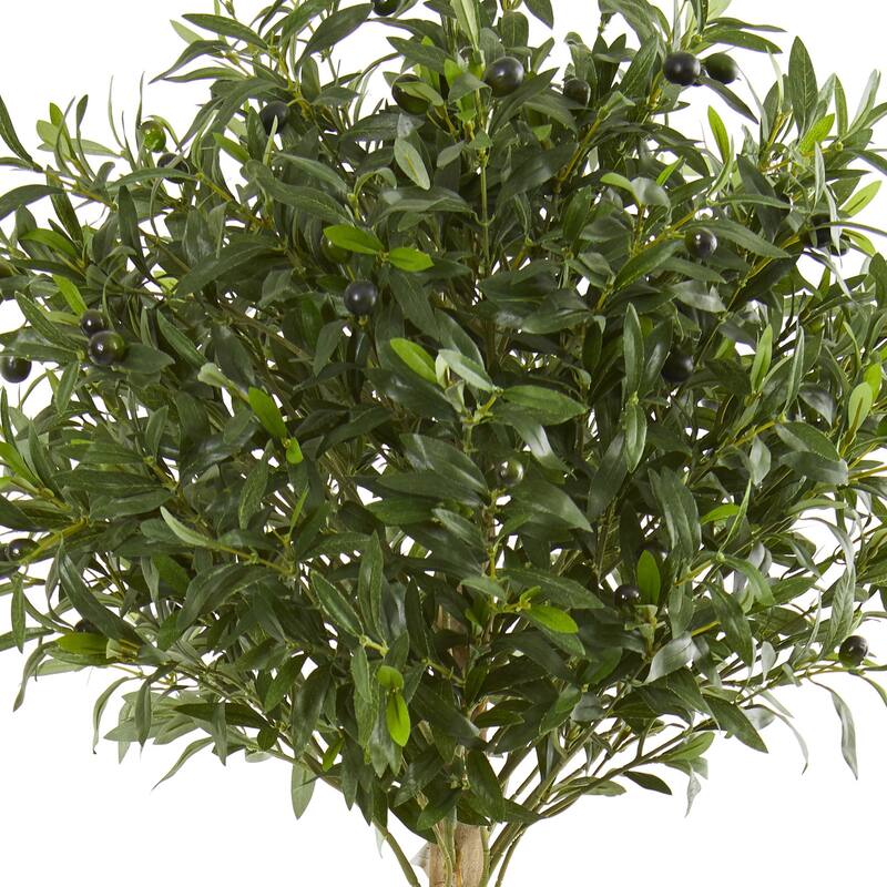 Artificial Olive Tree Topiary 5ft Indoor Outdoor Plant in Planter - Green - 51-60 Inches