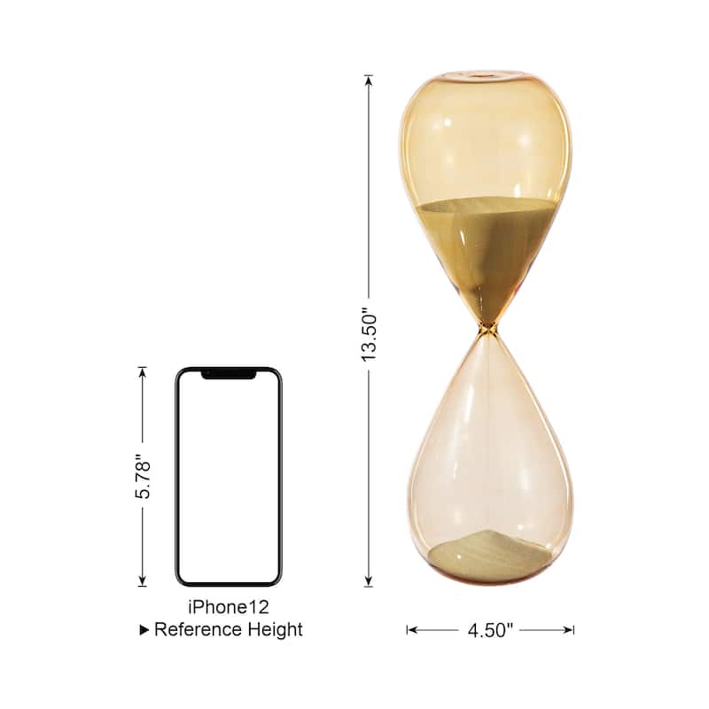 Glitzhome 13.5"H Double-layered Amber Hourglass with White Sand 30-Minute Sand Timers