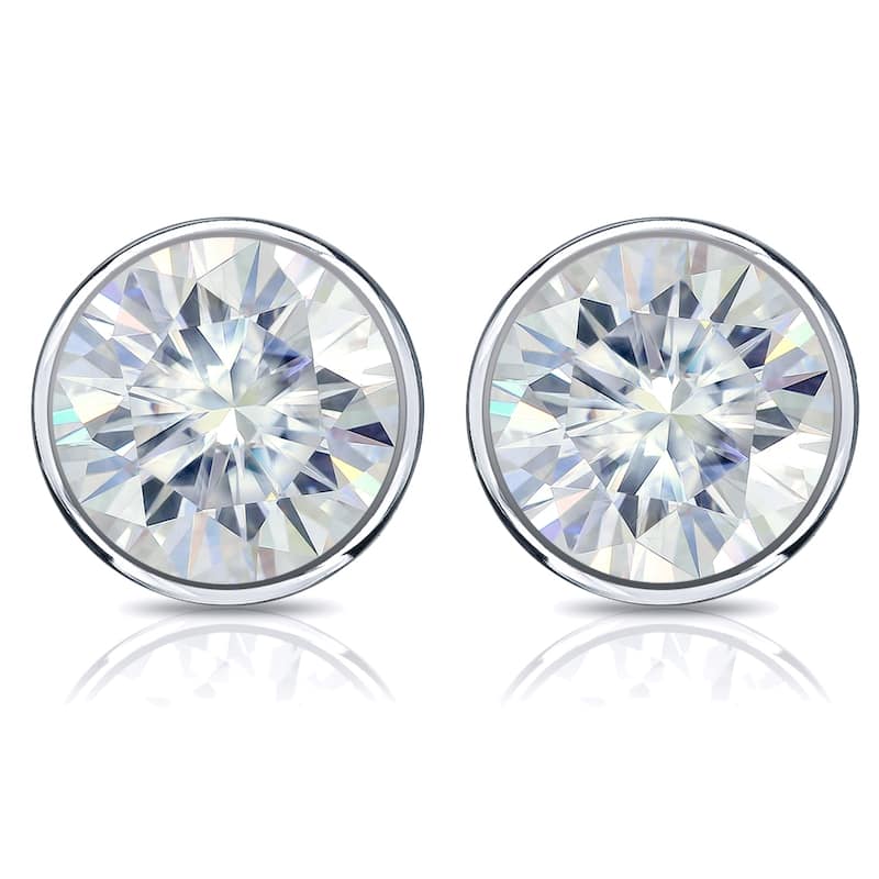 Auriya 14k Gold 1ctw Bezel-set Round Moissanite Stud Earrings - 5 mm