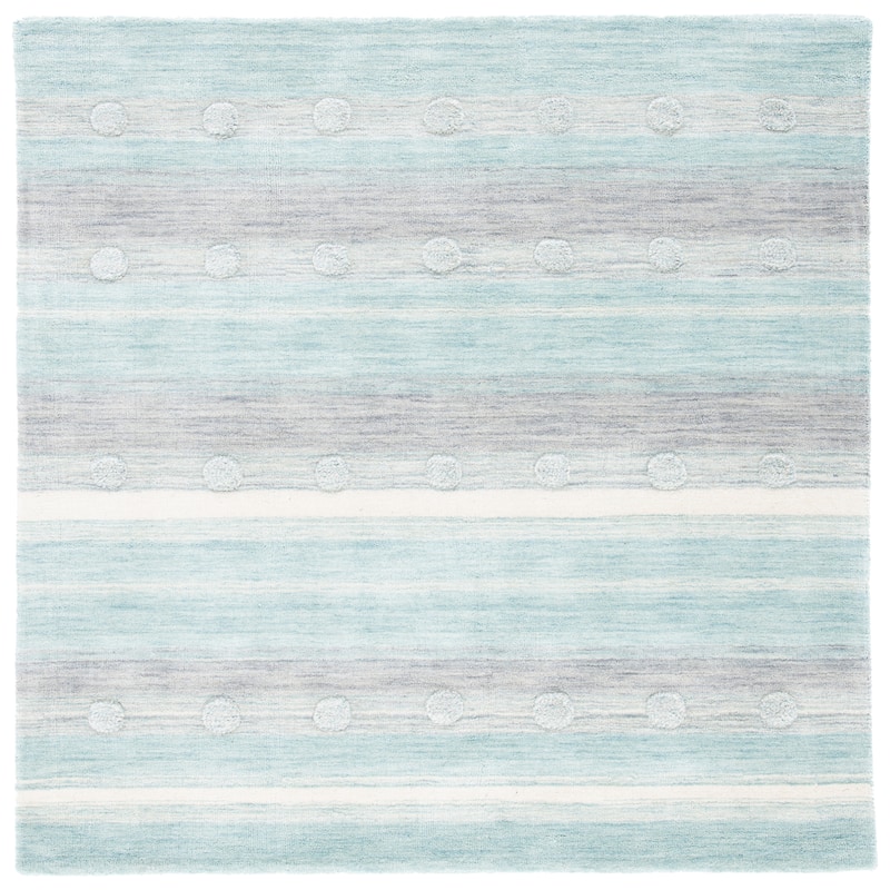 SAFAVIEH Handmade Kids Sandugash Wool Rug - 5'  x  5' - Aqua/Ivory - Square