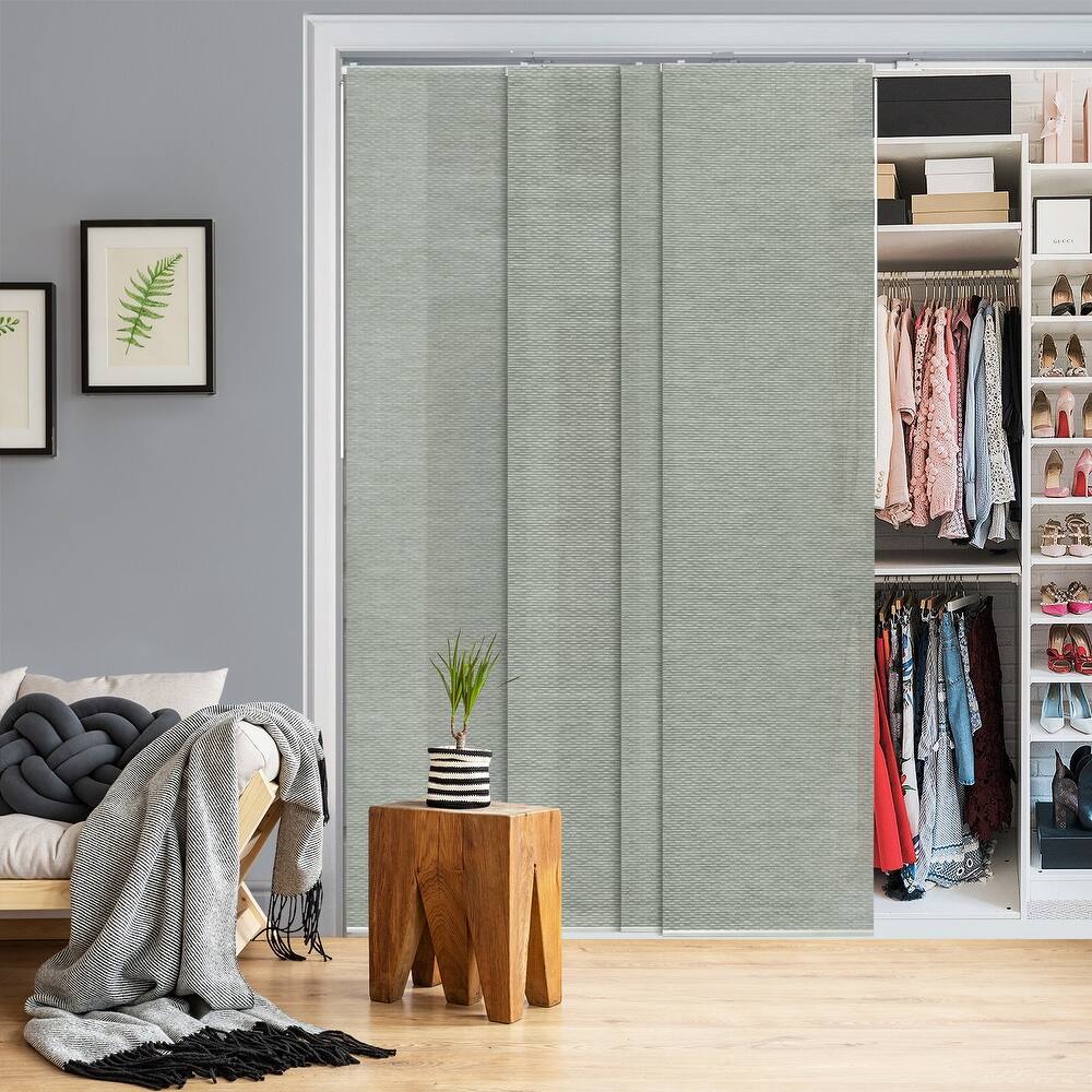 GoDear Design Natural Woven Adjustable Sliding Panel Track Blinds, Vertical Blinds, Dazzling Series, 45.8"- 86" W x 96" L