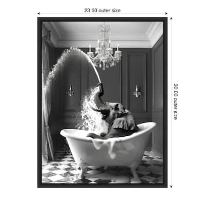 Splish Splash Safari Elephant by Niky Rahner Framed Canvas Wall Art