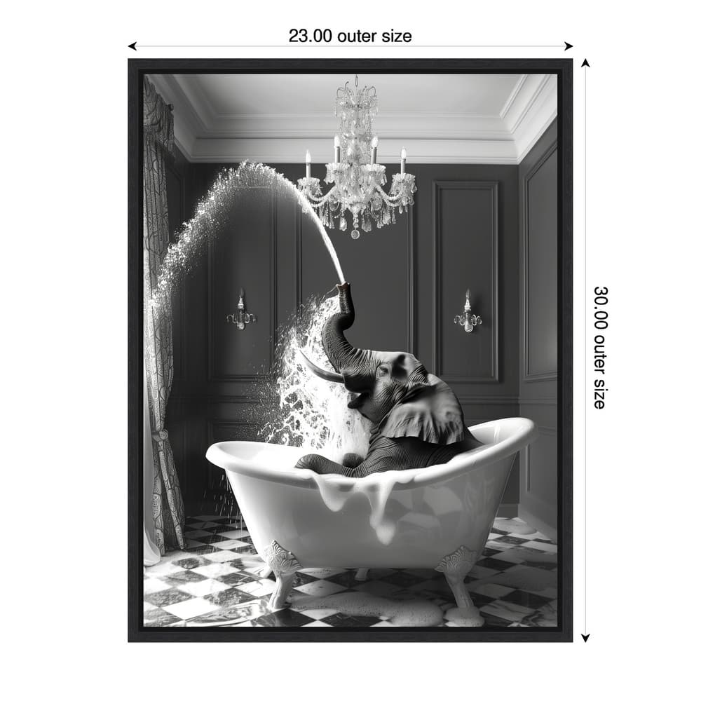 Splish Splash Safari Elephant by Niky Rahner Framed Canvas Wall Art