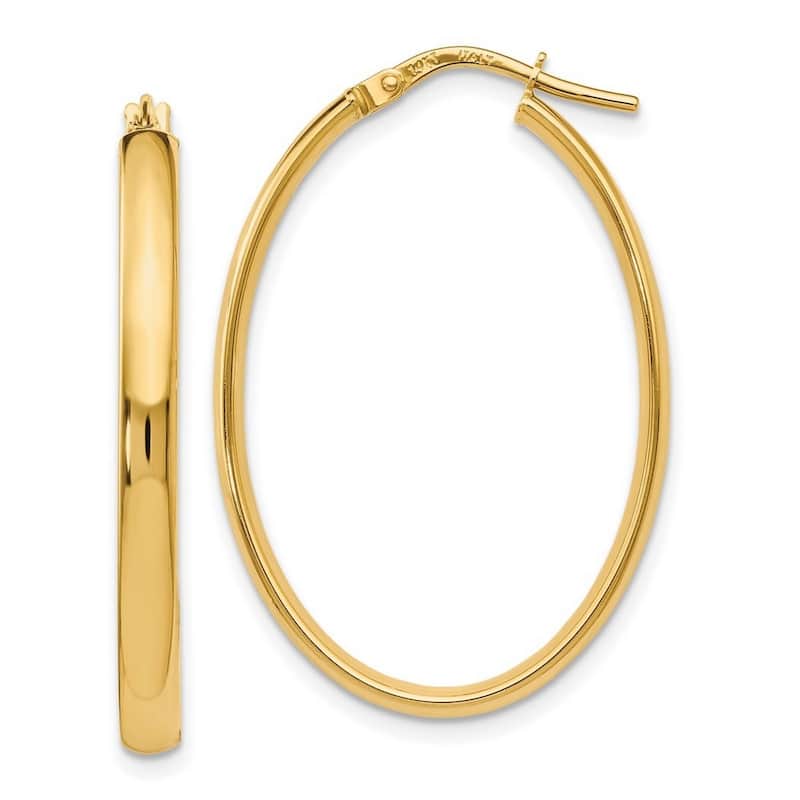 Curata 10k Yellow or Rose Gold Italian 33.5x1.5mm Thin Oval Hoop Earrings