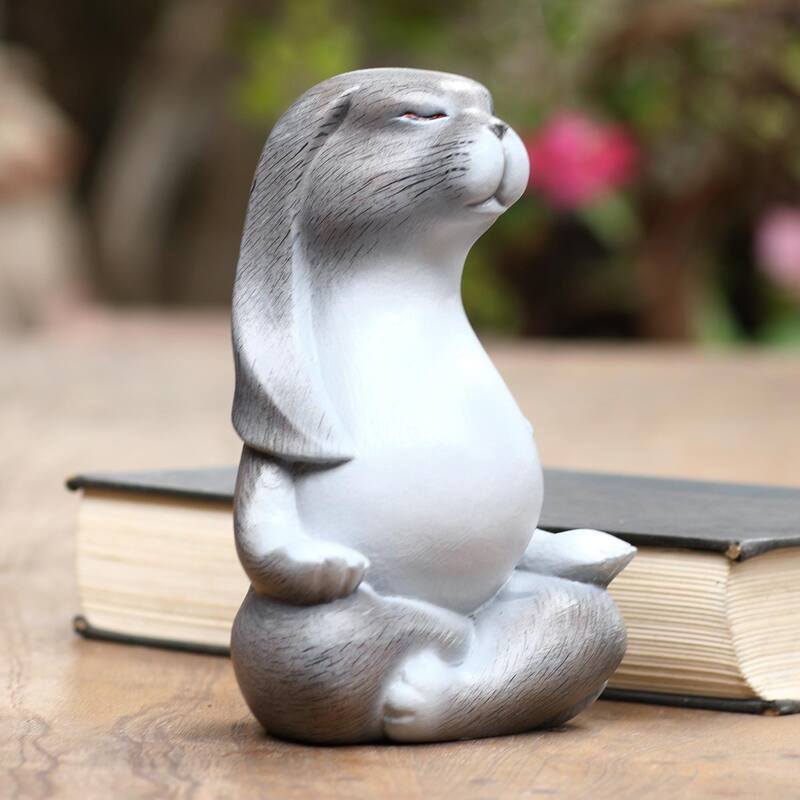 Novica Handmade Pregnant Yoga Wood Statuette