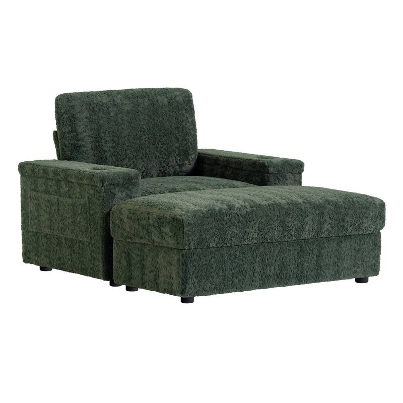 42" Oversized Chaise Lounge Indoor Sofa Bed with Storage Ottoman